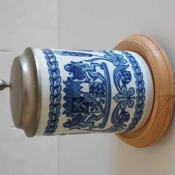 Vintage German Porcelain Beer Stein With Pewter Lid - Schönwald Germany - Picture 3 of 17